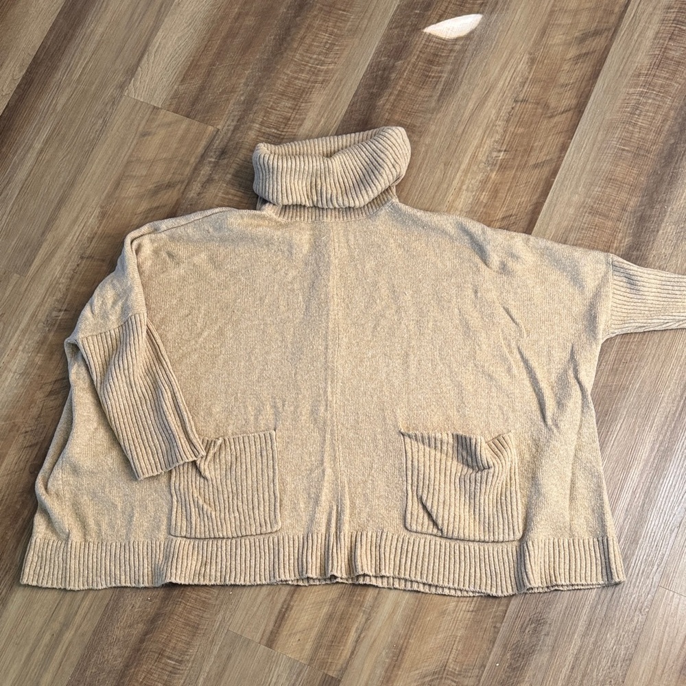 LOFT Camel Ribbed Turtleneck Sweater